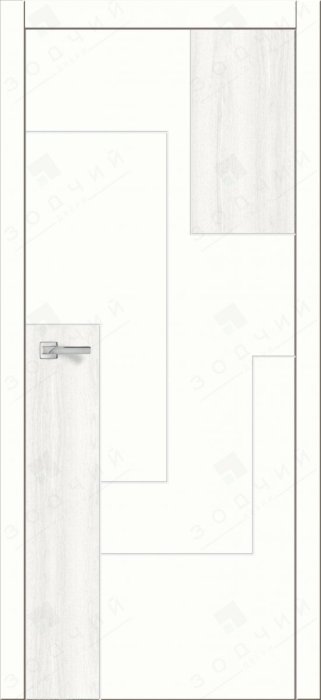 Дверь межкомнатная ЗОДЧИЙ АВЕНЮ 30 ПГ Шагрень молочная вставка текстура дерева с одной стороны