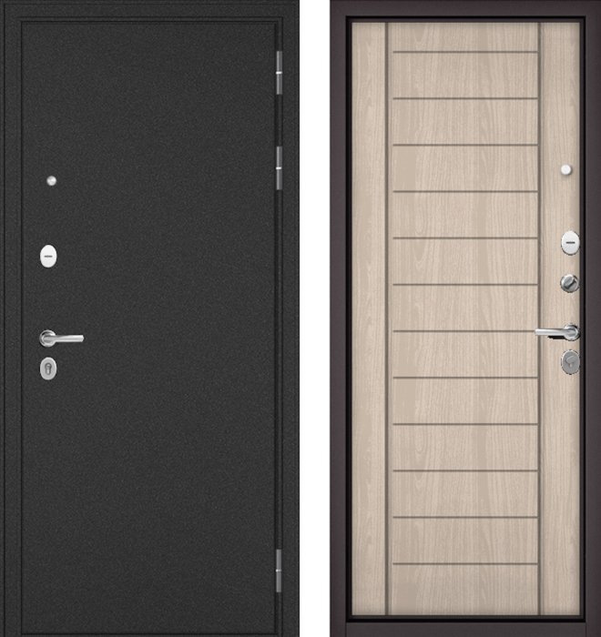 Входная дверь МАСТИНО TRUST MASS Металл Букле графит / 137 Ясень ривьера айс