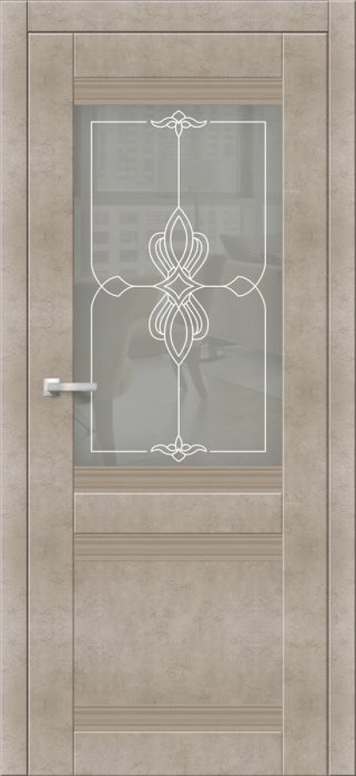 Дверь межкомнатная ЗОДЧИЙ СИРЕНА 2 ПО Бетон бежевый стекло мателюкс светлое с УФ-печатью белой