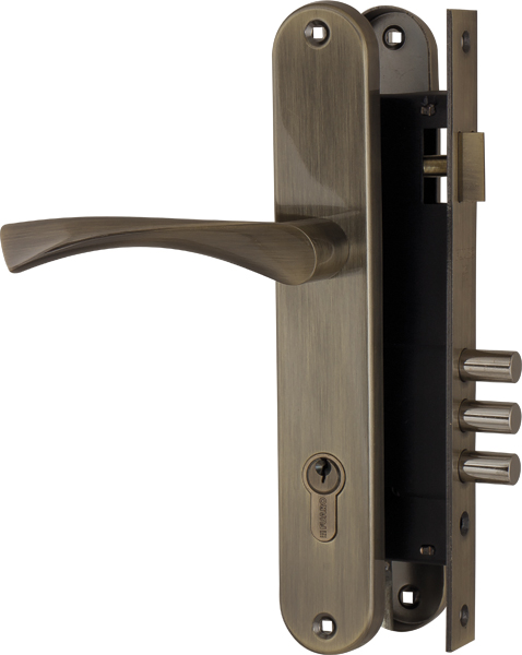 Замок Fuaro (Фуаро) цилиндровый с в комплекте с ручкой LOCKSET.9011 (SET F9011) AB бронза