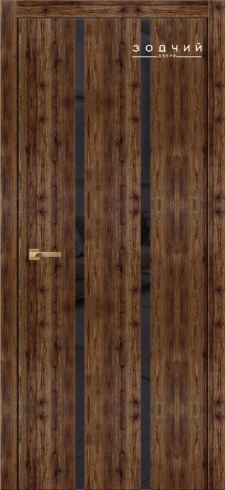 Дверь межкомнатная ЗОДЧИЙ СИТИ В4 ПО Дуб бомонт лофт стекло Лакобель черный