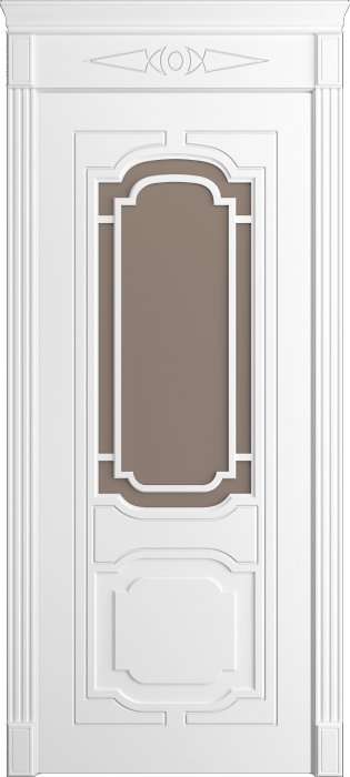 Дверь межкомнатная Порта Алекс Нео 13 Белоснежная эмаль, стекло сатин бронза