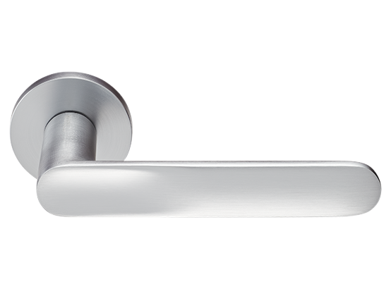 Ручка дверная GARAK MH-59-R6 SC раздельная на круглой розетке 6 мм, цвет мат. сатин. хром, ЦАМ Light