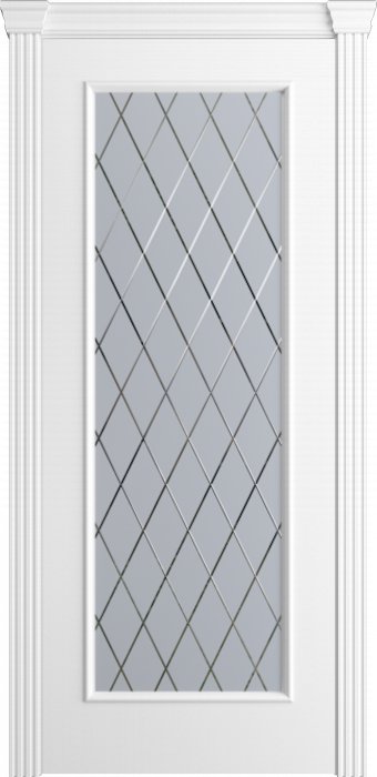 Дверь межкомнатная Порта Алекс Модерн5 Белоснежная эмаль, стекло готика светлое