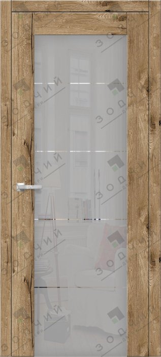 Дверь межкомнатная ЗОДЧИЙ ИТАЛЬЯНО 5 ПВХ ПО Дуб канадский