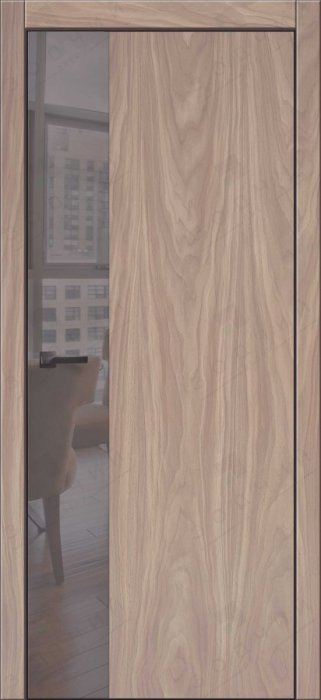 Дверь межкомнатная ЗОДЧИЙ МЕГАПОЛИС В200 ПО Софт орех американский вставка зеркальная