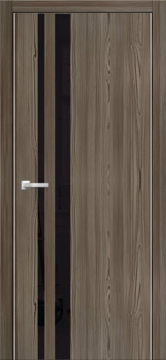 Дверь межкомнатная ЗОДЧИЙ МЕГАПОЛИС СВ3 ПЗ Дуб бомонт лофт вставка Зеркальная черная