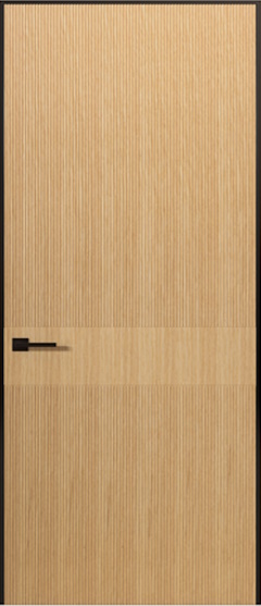 Дверь межкомнатная Порта Алекс ПОРТА 8 Дуб янтарный шпон черная алюминиевая кромка с 4-х сторон