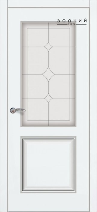 Дверь межкомнатная ЗОДЧИЙ НИЦЦА 11 ПО Шагрень молочная стекло мателюкс светлое
