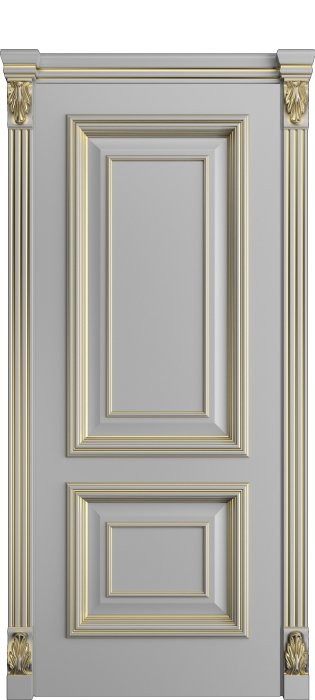 Дверь межкомнатная Порта Алекс КЛАССИКА 10  Светло-серая патина золото эмаль