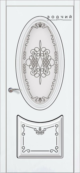 Дверь межкомнатная ЗОДЧИЙ КОРОНА ПАТИНА ПГ Шагрень белая
