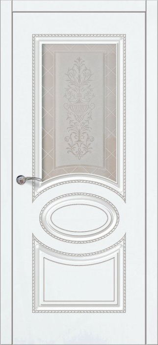 Дверь межкомнатная ЗОДЧИЙ ПАТРИСИЯ 3 ПАТИНА ЧЕРНАЯ ПО Софт тальк стекло мателюкс бронза