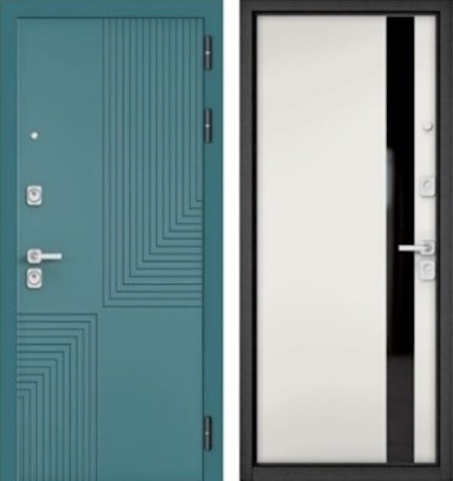 Входная дверь МАСТИНО CITY PRIME 195 Верде / Si-3 Белый матовый + Lakobel Black