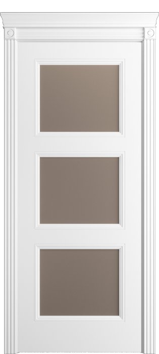 Дверь межкомнатная Порта Алекс Нео 4 Белоснежная эмаль, стекло сатин бронза