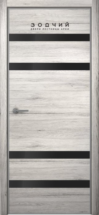 Дверь межкомнатная ЗОДЧИЙ МЕГАПОЛИС Г4 Широкие ПО Дуб белый винтажный вставки Лакобель черная