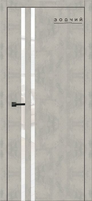 Дверь межкомнатная ЗОДЧИЙ СИТИ В2 ПО Бетон серый стекло Лакобель белый