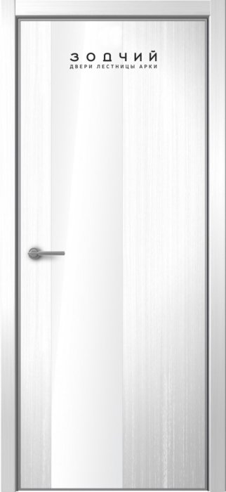 Дверь межкомнатная ЗОДЧИЙ МЕГАПОЛИС В1 ПО Молочный вуд вставка лакобель белая