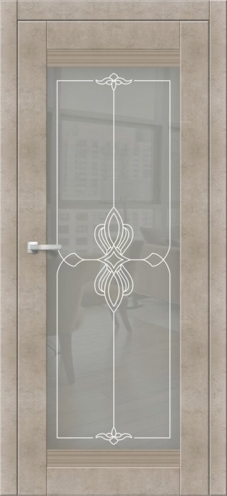Дверь межкомнатная ЗОДЧИЙ СИРЕНА 1 ПО Бетон бежевый стекло мателюкс светлое с УФ-печатью белой