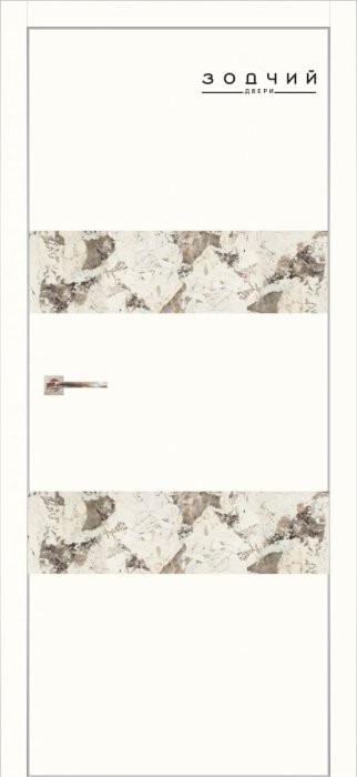 Дверь межкомнатная ЗОДЧИЙ МЕГАПОЛИС Г2 Широкие ПГ Шагрень молочная вставки Мрамор
