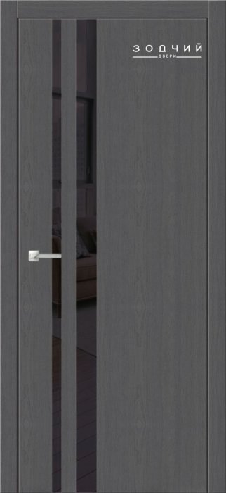 Дверь межкомнатная ЗОДЧИЙ СИТИ В3 ПО Секвоя графит стекло Лакобель черная