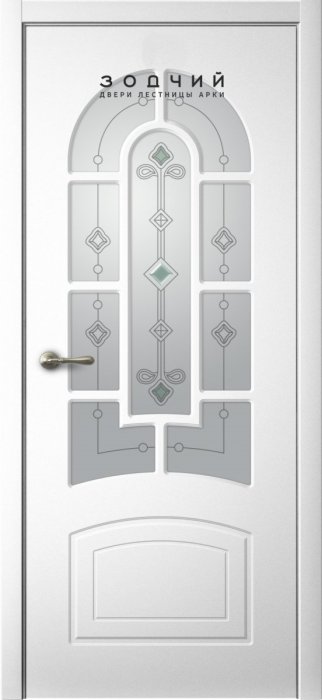 Дверь межкомнатная ЗОДЧИЙ АВРОРА ПО Шагрень молочная стекло белое матовое