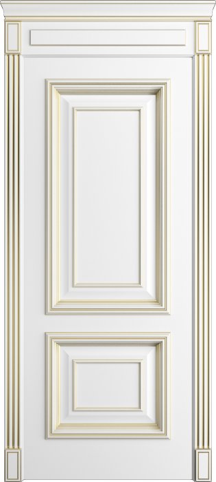 Дверь межкомнатная Порта Алекс КЛАССИКА 10 Белоснежная патина золото эмаль