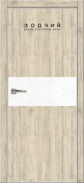 Дверь межкомнатная ЗОДЧИЙ МЕГАПОЛИС Г20 ПГ Вяз перламутр вставка МДФ Бетон белый