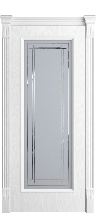 Дверь межкомнатная Порта Алекс КЛАССИКА 9 Белоснежный шпон, стекло вектор