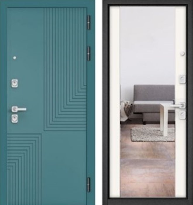 Входная дверь МАСТИНО CITY PRIME 195 Верде / 164 (зеркало) Белый матовый