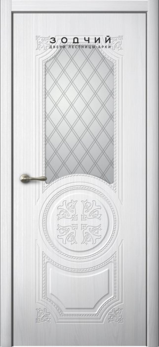 Дверь межкомнатная ЗОДЧИЙ ПАТРИСИЯ 2 ПО Сандал белый стекло мателюкс светлый