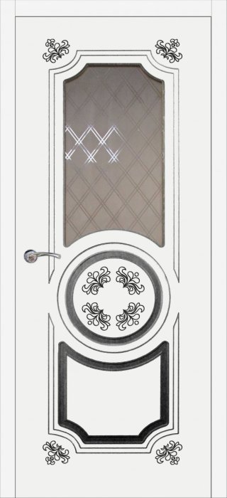 Дверь межкомнатная ЗОДЧИЙ ПАТРИСИЯ 22 ПО Шагрень белая стекло матированное