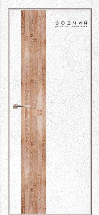 Дверь межкомнатная ЗОДЧИЙ МЕГАПОЛИС В1 ПГ Бетон белый вставка Каштан янтарный