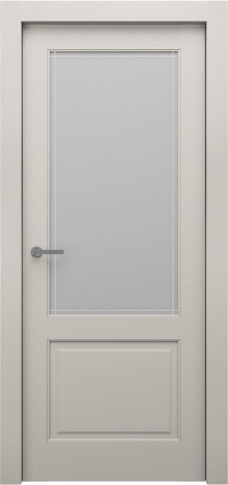 Дверь межкомнатная ЗОДЧИЙ ЭЛЕГАНТЕ ТВИН 1 ПО Шагрень айриш стекло мателюкс светлое