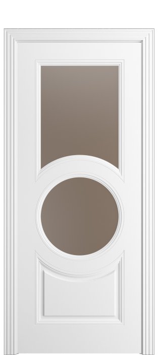 Дверь межкомнатная Порта Алекс Нео 6 Белоснежная эмаль, стекло сатин бронза