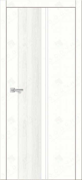 Дверь межкомнатная ЗОДЧИЙ АВЕНЮ 27 Шагрень молочная вставка текстура дерево с одной стороны