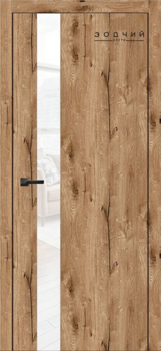 Дверь межкомнатная ЗОДЧИЙ СИТИ В5 ПО Дуб канадский стекло Лакобель белый