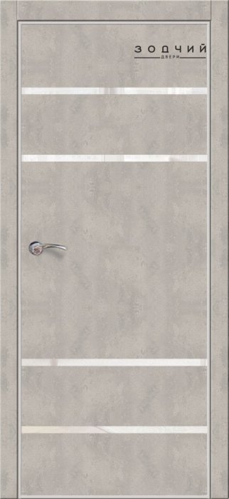 Дверь межкомнатная ЗОДЧИЙ МЕГАПОЛИС Г4 Узкие ПЗ Бетон бежевый вставки зеркальные