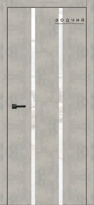 Дверь межкомнатная ЗОДЧИЙ СИТИ В4 ПО Бетон серый стекло Лакобель белая