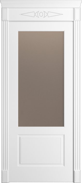 Дверь межкомнатная Порта Алекс Нео 8 Белоснежная эмаль, стекло сатин бронза