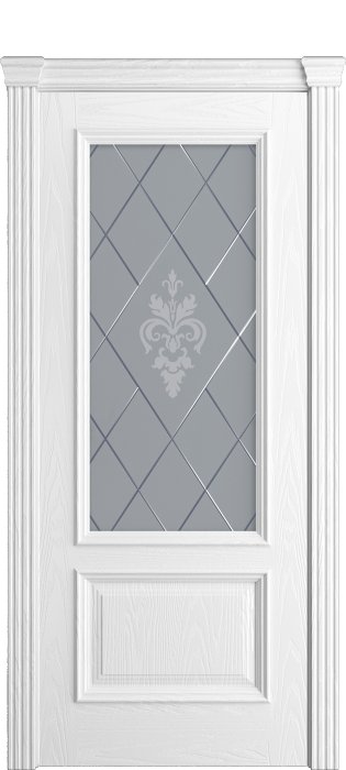 Дверь межкомнатная Порта Алекс КЛАССИКА 4 Белоснежный шпон, стекло софия