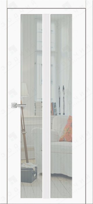 Дверь межкомнатная ЗОДЧИЙ МИРА 4 ПО Шагрень молочная