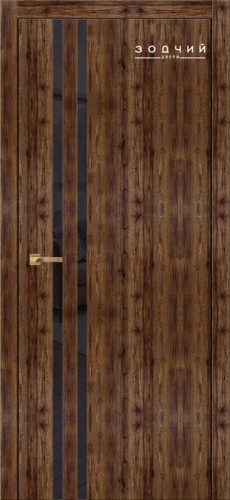 Дверь межкомнатная ЗОДЧИЙ СИТИ В2 ПО Дуб бомонт лофт стекло Лакобель черная