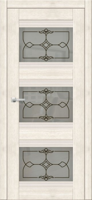 Дверь межкомнатная ЗОДЧИЙ СИРЕНА 3 ПО Дуб амбер стекло мателюкс светлое с УФ-печатью белой