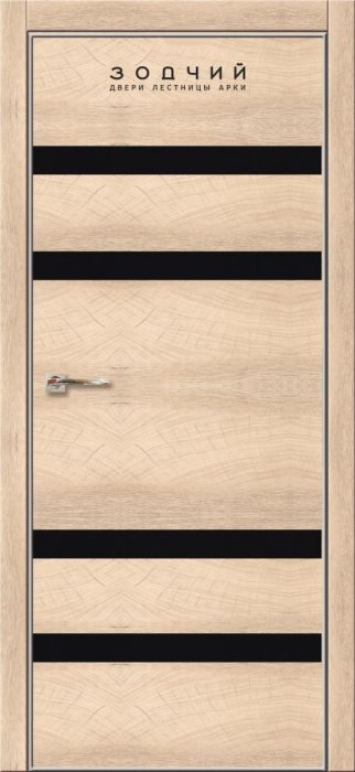 Дверь межкомнатная ЗОДЧИЙ МЕГАПОЛИС Г4 Широкие ПО Дуб беленый вставки Лакобель черная