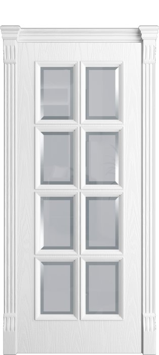 Дверь межкомнатная Порта Алекс КЛАССИКА 7 Белоснежный шпон, стекло фацет