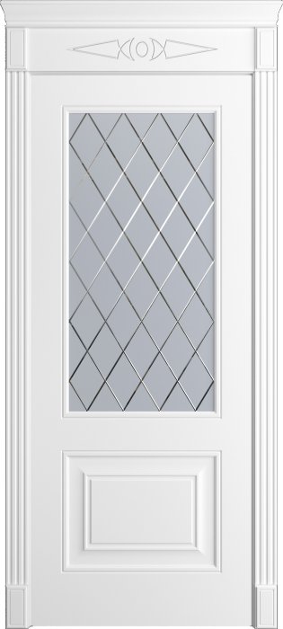 Дверь межкомнатная Порта Алекс Нео 11 Белоснежная эмаль, стекло готика
