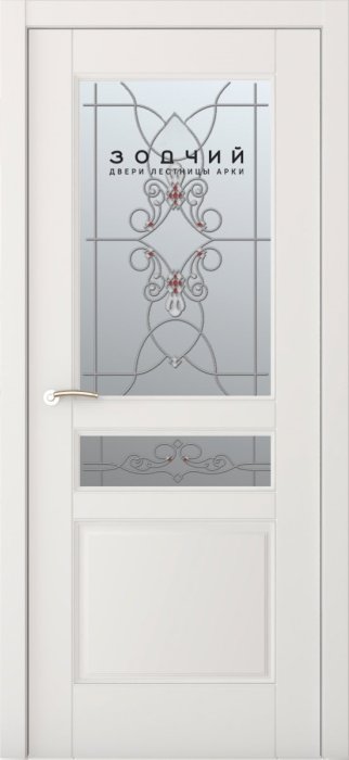 Дверь межкомнатная ЗОДЧИЙ АФРОДИТА 2 ПО Шагрень молочная стекло светлое матированное