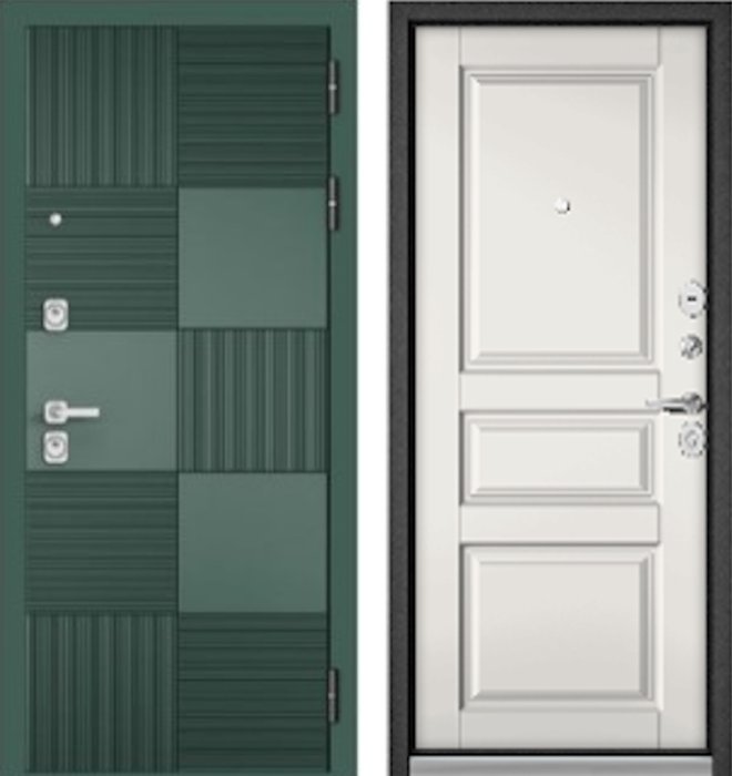 Входная дверь МАСТИНО CITY PRIME 173 Авокадо / AV-D-2 Белый софт