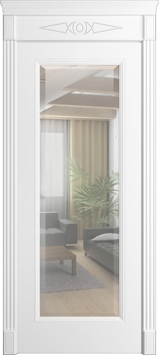 Дверь межкомнатная Порта Алекс Нео 1 Белоснежная эмаль, стекло зеркало