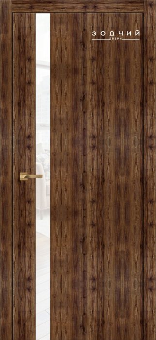 Дверь межкомнатная ЗОДЧИЙ СИТИ В1 ПО Дуб бомонт лофт стекло Лакобель белая